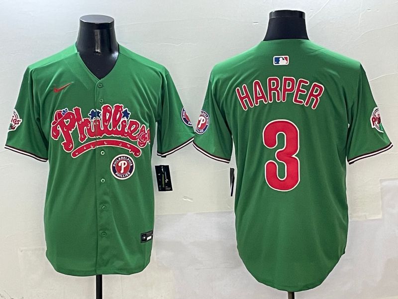 Men Philadelphia Phillies #3 Harper Green Fourth generation Joint Name Nike 2025 MLB Jersey style 8->brooklyn nets->NBA Jersey